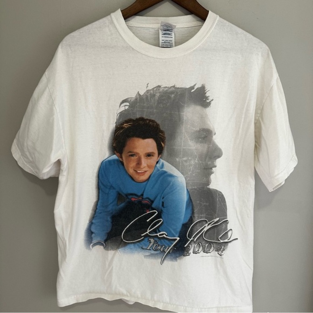 Vintage Clay Aiken 2004 Concert Tour Graphic T-Shirt Y2K Cotton Large Band Shirt